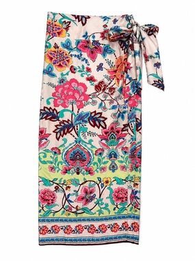 VICI Floral Wrap Around Long Skirt with Tie Waist Boho Multicolor Size S